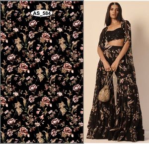 Georgette digital print fabric make to fancy dress <b>material</b> - Product Image 2