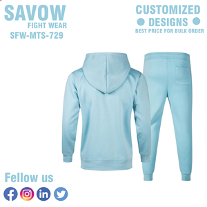 Survêtement en molleton unisexe à capuche de haute qualité, décontracté, pour la course à pied, deux pièces, 100% coton, séchage rapide, grande taille - Product Image 2