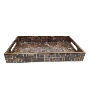Bandeja de madera de diseño impreso para servir en forma de rectángulo para el hogar y los hoteles Bandejas de mesa para servir alimentos hechas a mano - Product Image 4