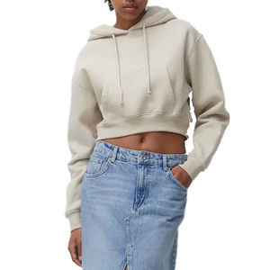 High Street Women's Crop Top Sudadera Último diseño Color sólido Logotipo reflectante personalizado Jersey con capucha Crop Top Fleece Hoodies - Product Image 3