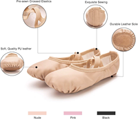 Zapatillas de Ballet Profesionales para Niños, Ecológicas, de Lona, Ligeras, Duraderas, Antideslizantes, con Suela Dividida Suave y Transpirable