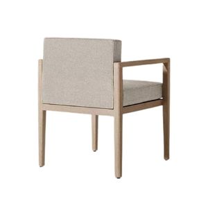 Chaise de salle à manger d'extérieur contemporaine en teck avec assise rembourrée et pieds coniques pour jardin et terrasse - Product Image 2