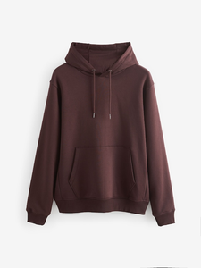 Unisex OEM Plain Oversized Pullover Hoodie con manga larga Cómodas sudaderas con capucha en color marrón para hombres - Product Image 2