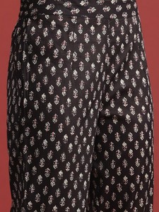 Mujeres Paisley Print puro algodón negro Kurta con pantalones y Dupatta indio pakistaní salwaar kameez traje - Product Image 4