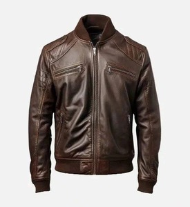 Chaqueta Bomber de cuero personalizada para hombre con diseño de carreras vintage y ajuste cómodo - Product Image 1
