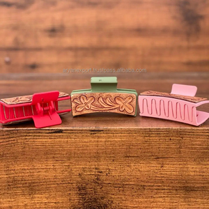 มาใหม่ล่าสุดร้อนขายสไตล์ตะวันตกทําด้วยมือเครื่องมือแกะสลักหนังผมกรงเล็บคลิปหนังกรงเล็บอุปกรณ์เสริมผมสําหรับผู้หญิง - Product Image 2