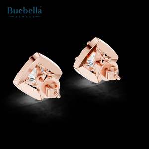 Pendientes de halo de diamantes redondos de Plata de Ley 925 para mujer, joyería de moissanita - Product Image 2