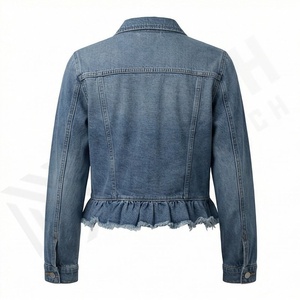 Chaqueta Vaquera Larga Elástica para Mujer, Hecha a Medida al por Mayor, con Botones, Impermeable, de Algodón, Lisa, Ropa de Abrigo de Moda Femenina - Product Image 2
