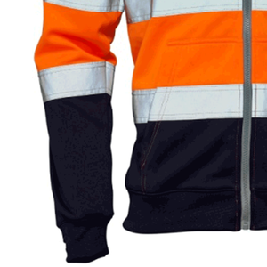 Sweat à capuche haute visibilité avec logo personnalisé, fermeture à glissière avec bande réfléchissante et poches avant, vêtements de sécurité incendie imperméables et respirants - Product Image 3