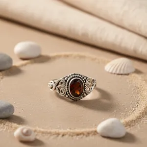 Anillo de Plata 925 con Granate para Mujer, Anillo Elegante con Topacio de Corte Ovalado, Joyería Fina con Piedra Preciosa Natural de Alta Calidad - Product Image 1