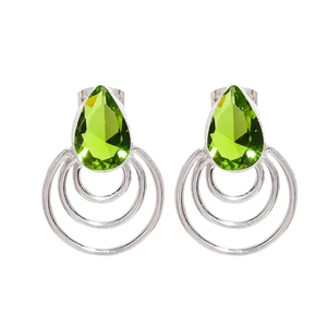 Women's Boho Designer 925 Sterling <b>Silver</b> <b>Drop</b> Dangle <b>Earrings</b> Wholesale Peridot Gemstone Natural Stone Hoop <b>Earrings</b> for Gift - Product Image 1