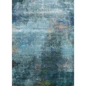 Tapis en laine et soie de bambou noué à la main Kavi Blue, collection Afterglow, motif abstrait pour usage domestique, modèle Eskm-05 - Product Image 1