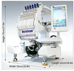เครื่องปักผ้าอุตสาหกรรมแบบใหม่ 12 เข็ม ขนาดกะทัดรัด, 1200 จุดต่อชั่วโมง, หน้าจอสัมผัส 10 นิ้ว, พื้นที่ปัก 8x12 นิ้ว - Product Image 2