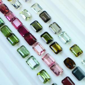 Venta al por mayor 6x8mm Turmalina natural Esmeralda Corte Piedra preciosa Multicolor Piedra semipreciosa pulida para la fabricación de joyas - Product Image 3