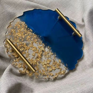 Bandeja de Madera y Resina, Mesa de Comedor de Lujo, Decoración del Hogar, Bandeja para Servir Alimentos, Regalo de Cocina, Ramadán, Diwali, Diseño Moderno, Forma Ligera - Product Image 1