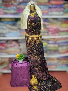 Robe de soirée élégante pour filles et femmes, en velours noir Maqbal Dirac, sergé, jacquard imprimé, écologique, robe de mariée en mélange de soie - Product Image 2