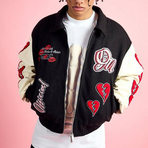 2024 nouveauté broderie personnalisée Patch impression motards veste courte Streetwear moto en cuir PU hommes veste de course pour hommes - Product Image 5