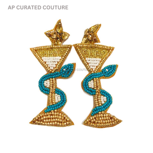 2025 Mardi Gras Krewe Collection Premium Quality Beaded Handcraft <b>Fashion</b> <b>Hoop</b> <b>Earrings</b> Customized Statement Premium <b>Earrings</b> - Product Image 2