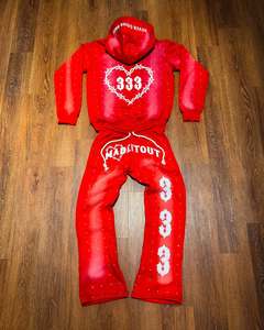 Sweats à capuche personnalisés en éponge française 100% coton avec fermeture éclair et applique de broderie en détresse avec strass pour hommes - Product Image 3