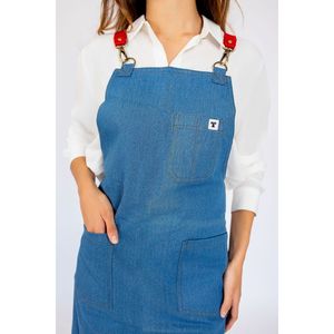 Tablier en jean uni avec motif délavé - Product Image 2