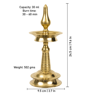 Lampe traditionnelle du Kerala pour la décoration de la maison, l'usage en Pooja et au temple, qualité d'exportation, laiton pur Nila Vilakku pour les mariages et Diwali - Product Image 4