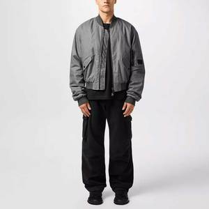 Chaqueta de bombardero de alta calidad para hombre OEM ODM, ropa de calle personalizada, chaqueta universitaria de béisbol con cremallera informal ligera para compradores mayoristas - Product Image 6