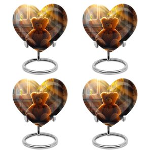 Teddy Bear Heart Urn <b>for</b> Human <b>Ashes</b> Warm Sunlight Design Decorative Modern Keepsake Adult Burial Funeral Urn 1-200 Cubic Inches - Product Image 2