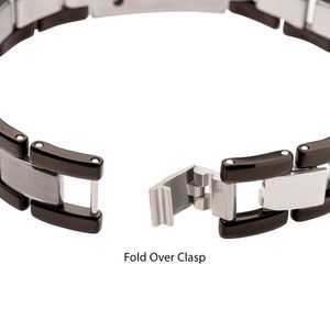 Genuine Lab-Grown Diamond on Black IP Tungsten Carbide Hammered Link <b>Bracelet</b> Sizeable ID Diamond <b>Bracelets</b> & <b>Bangles</b> - Product Image 2