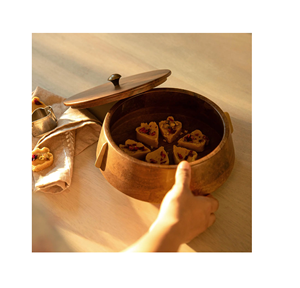 Casserole en bois meilleure qualité casserole de luxe faite à la main forme ronde accessoires de cuisine de table - Product Image 6