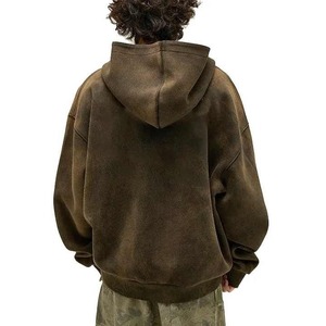 Streetwear de haute qualité délavé en gros Sweats à capuche personnalisés et unis lourds et surdimensionnés - Product Image 5