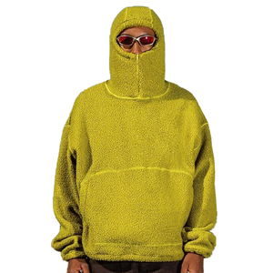 Sudadera con capucha de forro polar Sherpa con diseño Ninja personalizado, estilo gangster, OEM, alta calidad, unisex, oversize, con cremallera y máscara facial. - Product Image 1