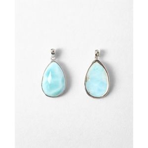 Pendentif artisanal en larimar plaqué rhodium, style religieux, cadeau - Product Image 1