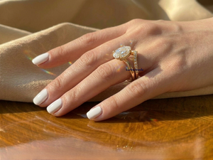 แหวนแต่งงานและหมั้นสไตล์วินเทจทองคำแท้ 14K จาก Lurba Jewels ประดับเพชรทรงรีเพาะเลี้ยงในห้องปฏิบัติการ รับรองโดย IGI เหมาะสำหรับเป็นของขวัญ - Product Image 6