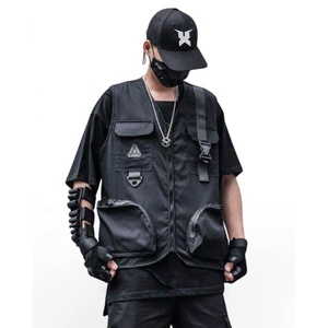Cyber Techwear Cargo <b>Vest</b> Men <b>Black</b> Gothic Cyberpunk Techwear Fleece <b>Vest</b> Slim Fit Tops Custom Streetwear Techwear Ninja Clothes - Product Image 5