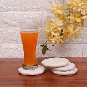 Hexagon Shape Marble Coasters Non-Slip Coffee Table Desk <b>Mat</b> with <b>round</b> Pattern for Home Office or Christmas Decor - Product Image 2