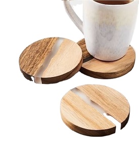 Sous-verre rond en résine de bois naturel, sous-verre en bois de style unique pour la décoration de la maison, de l'hôtel, du restaurant, 20223 - Product Image 1