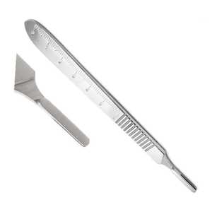 Paquete de 10 cuchillas de acero inoxidable con mango y hoja de bisturí desechables estériles para anatomía quirúrgica - Product Image 3