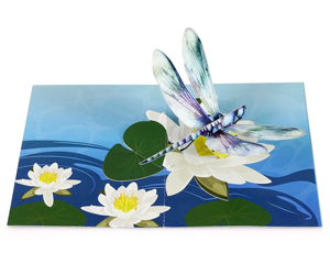 Modèle d'animal en papier 3D de libellule et de lotus blanc, fait à la main, nouvelle arrivée, carte pour invitations, vente en gros disponible - Product Image 4