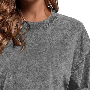 Automne hiver femme sweat nouveau Design pull ample surdimensionné col rond 100% coton longue longueur avant Logo Style décontracté - Product Image 6