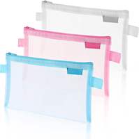 Trousse à crayons transparente en nylon maillé, grande capacité, avec boucle, couleur personnalisable, 21*12cm, pour l'école et le bureau, vente en gros