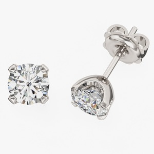 Customized 2 Carat Round Shape Lab Grown Diamond Stud <b>Earrings</b> Prong <b>Screw</b> <b>Back</b> 14K Solid Gold <b>Earrings</b> <b>for</b> Women Jewelry Set - Product Image 1