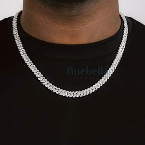 Collar de cadena cubana de moissanita de 8mm para hombre S925 Diamante de plata pasa la prueba para joyería fina de Hip Hop y Rock - Product Image 1