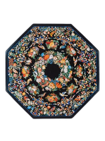 Plateau de table basse en marbre incrusté de Pietra Dura, design pour salon, fait main, écologique, traditionnel, antique, décoratif