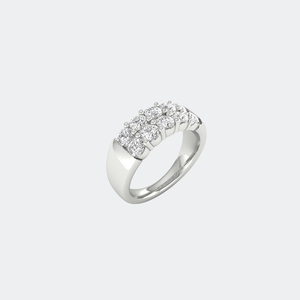 1.55CTW Round Cut Cluster Set Double Row <b>Statement</b> <b>Ring</b> - Product Image 5