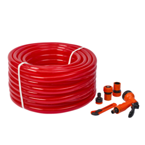 Bonito, rentable, 5/8 \ ", juego de tubos de manguera de agua de jardín de PVC, 150 pies, riego de plástico ligero y maniobrable, Río suave - Product Image 1