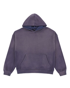 Sweat à capuche pour homme, coupe-vent, 100% coton, en molleton bouclette, délavé à l'acide, fonctionnel, effet délavé soleil, brodé, personnalisé OEM, style streetwear, pour l'hiver - Product Image 1
