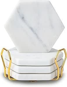 2024 sous-verres en marbre Onyx blanc aléatoire de luxe avec des détails en or pour la décoration intérieure sous-verres tasse à café marbre tapis antidérapant liège - Product Image 4