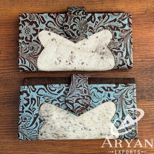 Recién llegado, bolso de mano de cuero tallado, billetera de piel de vaca occidental, tarjetas Vintage, billetera en efectivo, regalos para ella - Product Image 1