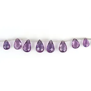 Layout Cutting Natural Loose Gemstones Calibrated Free Size Certified Purple Amethyst Pear Shaped Birthstone Jewelry Making