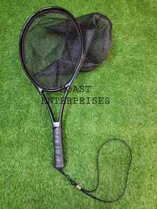 Outdoor Fly Fishing Landing Net with <b>Wooden</b> Frame and Rubber Mesh Hand-Cast Trout Catching Tool - Product Image 2